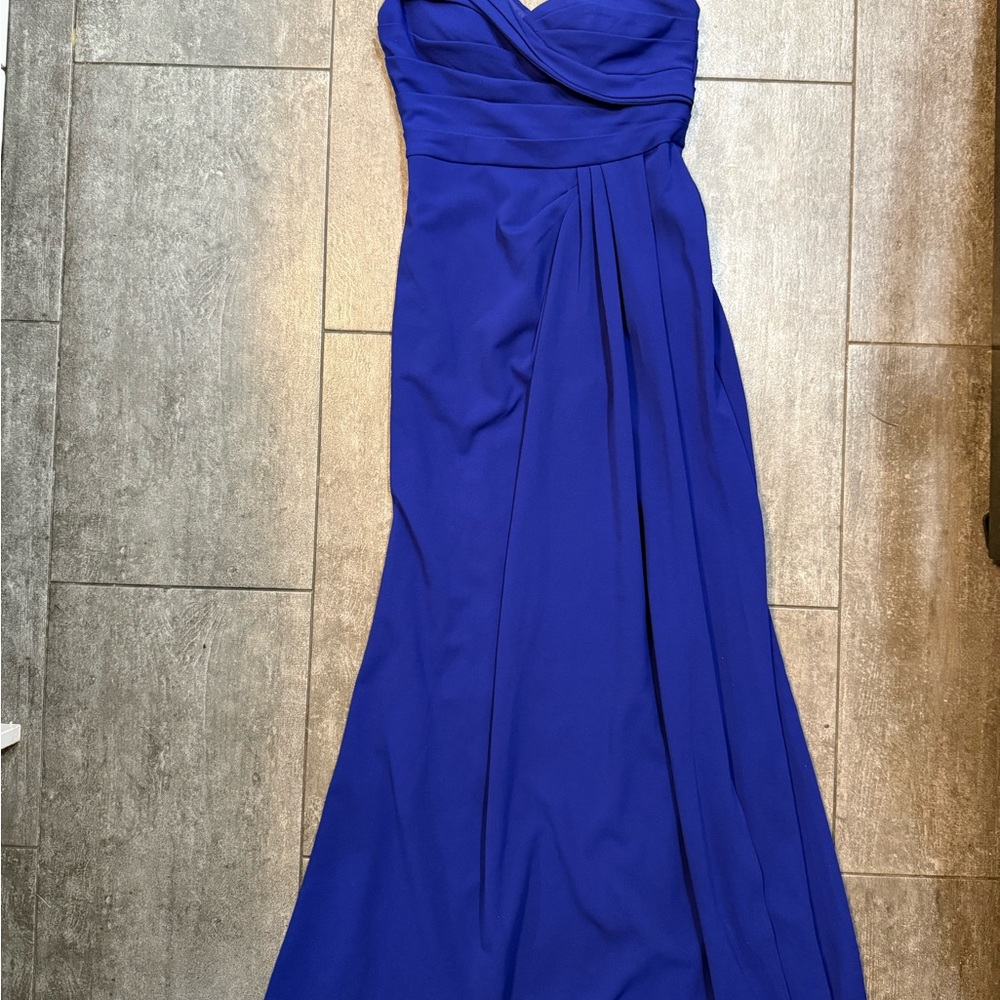 Betsy & Adam Strapless Royal Blue Gown